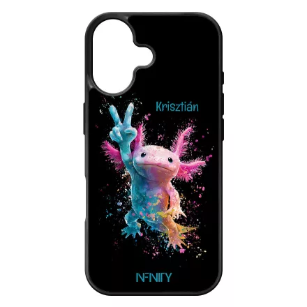 Névvel kérhető - Színes Splash Axolotl iPhone szilikon tok