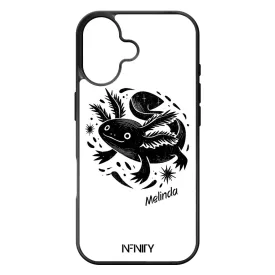 Névvel kérhető - Fekete-fehér Axolotl iPhone szilikon tok