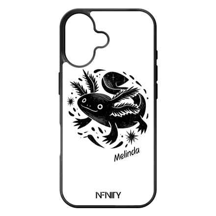 Névvel kérhető - Fekete-fehér Axolotl iPhone szilikon tok