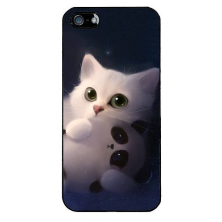 cica cicás macska macskás panda pandás iPhone 5/5s/SE fekete tok
