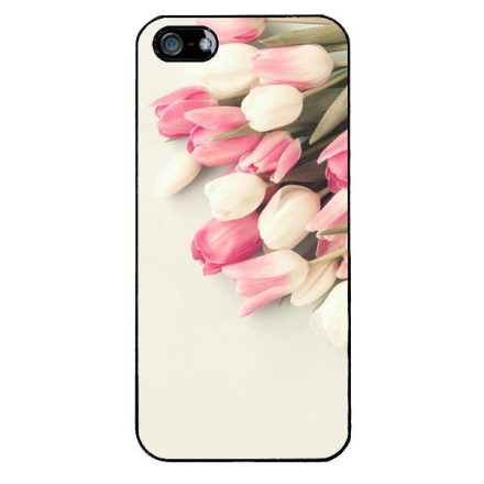 virágos tulipános tavaszi iPhone 5/5s/SE fehér tok