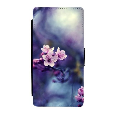 tavasz virágos cseresznyefa virág iPhone 5 / 5s / SE műbőr flip fehér tok
