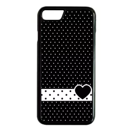 szerelem love szivecskés fekete fehér pöttyös iPhone 7 fekete tok
