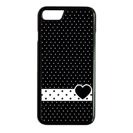 szerelem love szivecskés fekete fehér pöttyös iPhone 7 fekete tok