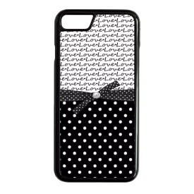 szerelem love fekete fehér pöttyös iPhone 7 fekete tok