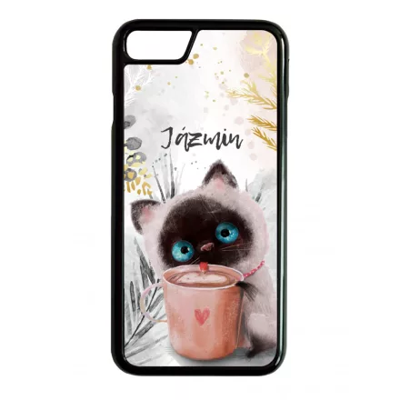 Kávézós cicus - Téli mintás iPhone 7/8 tok