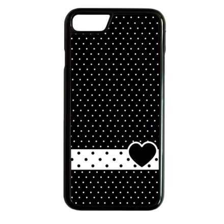 szerelem love szivecskés fekete fehér pöttyös iPhone 7 Plus fekete tok