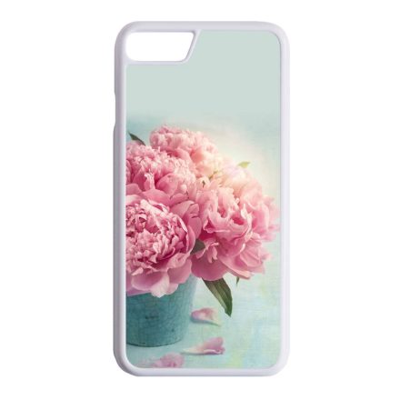 virágos tavaszi vintage rózsaszín rózsás iPhone SE 2020 fehér tok