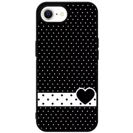 szerelem love szivecskés fekete fehér pöttyös iPhone 16e tok