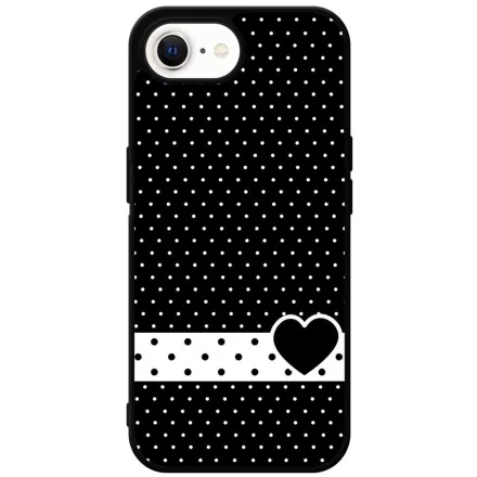 szerelem love szivecskés fekete fehér pöttyös iPhone 16e tok