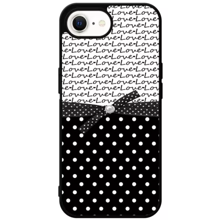 szerelem love fekete fehér pöttyös iPhone 16e tok