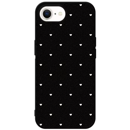 Elegáns szívecskés - BLACK - szives csajos  iPhone 16e tok