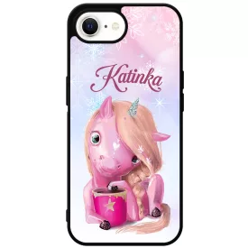 Unikornis és kávé - Téli mintás iPhone 16e tok