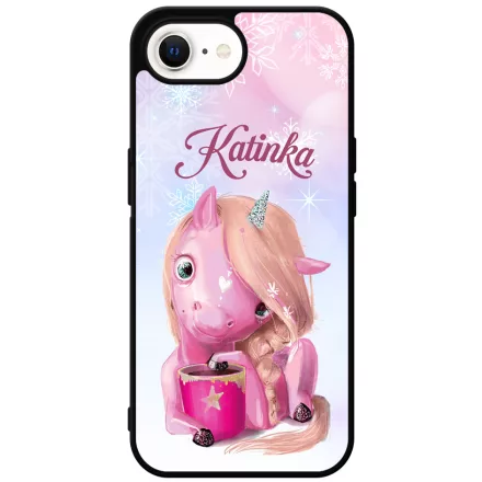 Unikornis és kávé - Téli mintás iPhone 16e tok