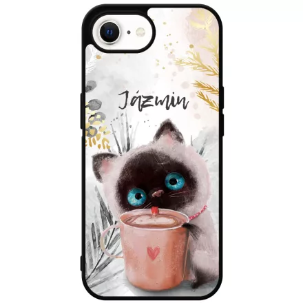 Kávézós cicus - Téli mintás iPhone 16e Magsafe tok
