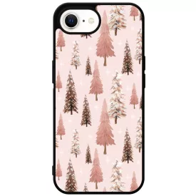 Rózsaszín karácsonyi fenyőfa mintás iPhone 16e tok