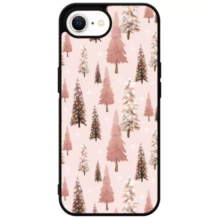Rózsaszín karácsonyi fenyőfa mintás iPhone 16e Magsafe tok