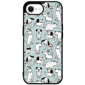 Türkiz aranyos rajzolt kutya mintás iPhone 16e tok