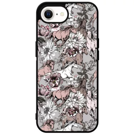 Csodaszép szürke vintage lovas mintás iPhone 16e tok
