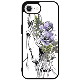 Rajzolt virágos lovas iPhone 16e tok
