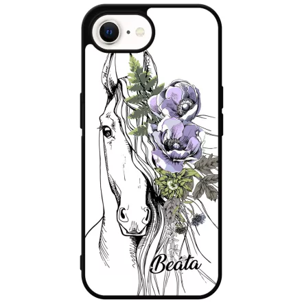 Rajzolt virágos lovas iPhone 16e tok