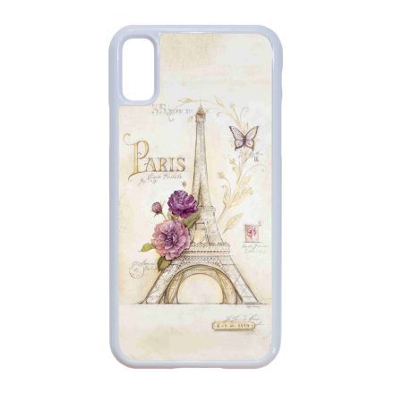vintage párizs párizsi eiffel torony tornyos iPhone X fehér tok