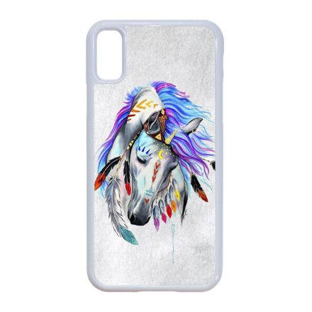 lovas indián ló art művészi native iPhone X fehér tok