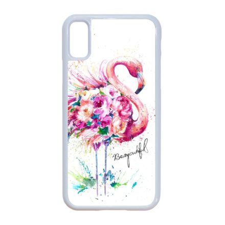 Álomszép Flamingo tropical summer nyári iPhone X fehér tok