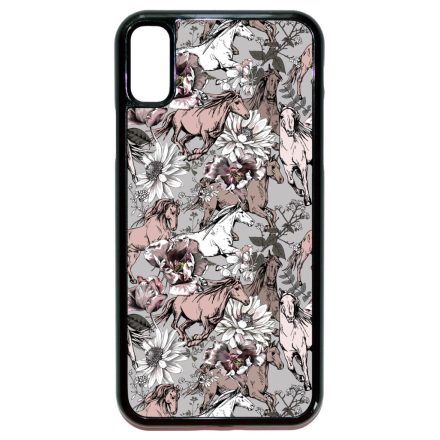Csodaszép szürke vintage lovas mintás iPhone X/Xs tok