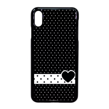 szerelem love szivecskés fekete fehér pöttyös iPhone Xs Max fekete tok