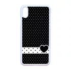 szerelem love szivecskés fekete fehér pöttyös iPhone Xs Max fekete tok
