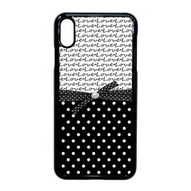 szerelem love fekete fehér pöttyös iPhone Xs Max fekete tok