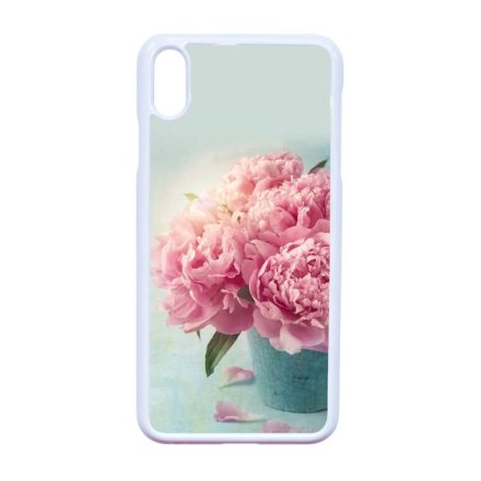 virágos tavaszi vintage rózsaszín rózsás iPhone Xs Max fehér tok
