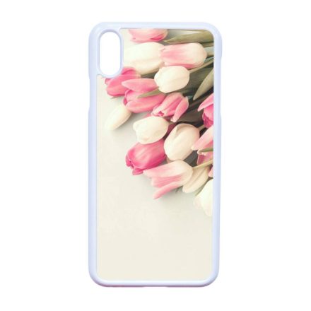 virágos tulipános tavaszi iPhone Xs Max fehér tok