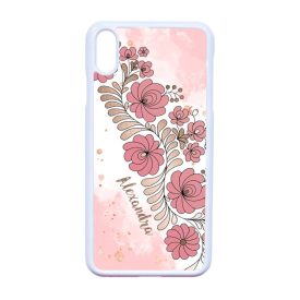 Kérd a neveddel - RoseGold Matyó magyar mintás hungarian folk iPhone Xs Max fehér tok