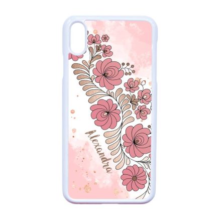 Kérd a neveddel - RoseGold Matyó magyar mintás hungarian folk iPhone Xs Max fehér tok