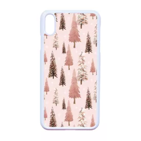 Rózsaszín karácsonyi fenyőfa mintás iPhone Xs Max tok