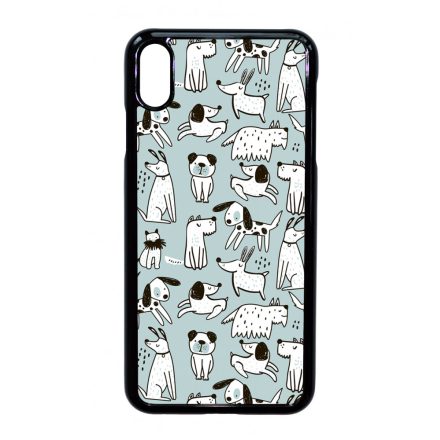 Türkiz aranyos rajzolt kutya mintás iPhone Xs Max tok