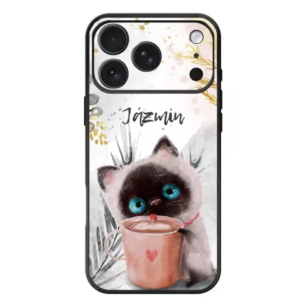 Kávézós cicus - Téli mintás iPhone 17 Pro Max / 18 Pro Max MagSafe tok