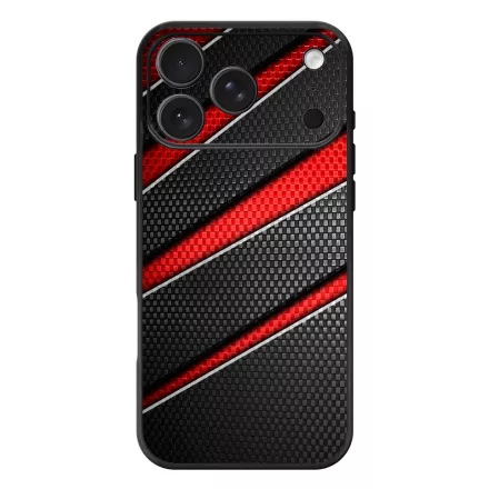 Piros fekete csíkos karbon mintás iPhone 17 Pro Max / 18 Pro Max MagSafe tok