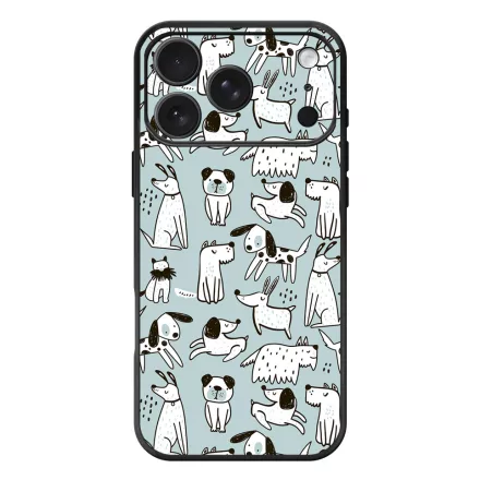 Türkiz aranyos rajzolt kutya mintás iPhone 17 Pro Max / 18 Pro Max MagSafe tok