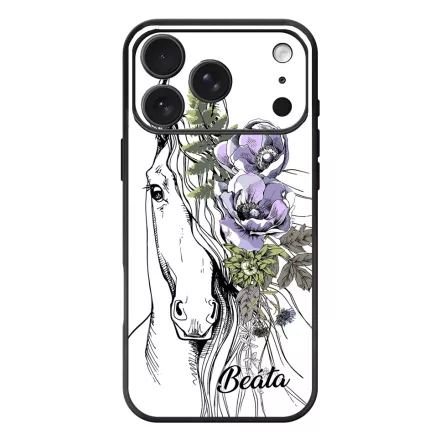 Rajzolt virágos lovas iPhone 17 Pro Max / 18 Pro Max MagSafe tok