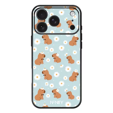 Cuki türkiz fehér virágos capybara iPhone 17 Pro Max / 18 Pro Max MagSafe tok