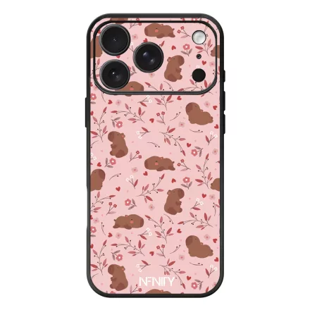 Tündéri rózsaszín virágos capybara iPhone 17 Pro Max / 18 Pro Max MagSafe tok
