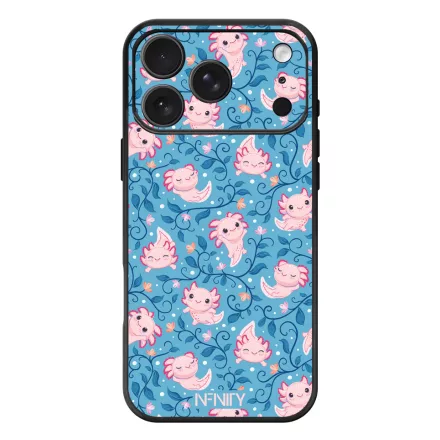 Vidám kék virágos Axolotl iPhone 17 Pro Max / 18 Pro Max MagSafe tok