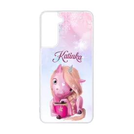 Unikornis és kávé - Téli mintás Samsung Galaxy tok