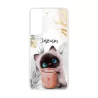 Kávézós cicus - Téli mintás Samsung Galaxy tok