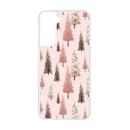 Rózsaszín karácsonyi fenyőfa mintás Samsung Galaxy tok