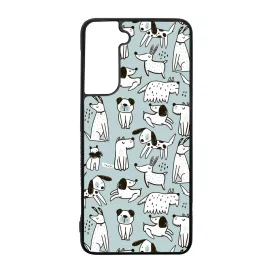 Türkiz aranyos rajzolt kutya mintás Samsung Galaxy tok