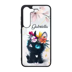   Kérd a neveddel - Tündéri fekete cicus szilikon Samsung Galaxy tok